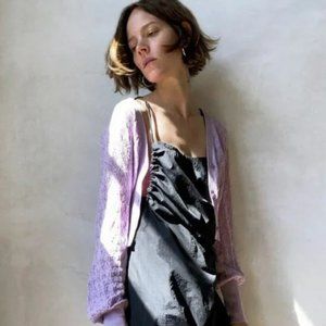 Zara Pointelle Knit Cardigan S